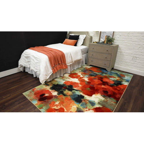 Andover Mills™ Santacruz Tufted Performance Orange/Green/Blue/Red Rug